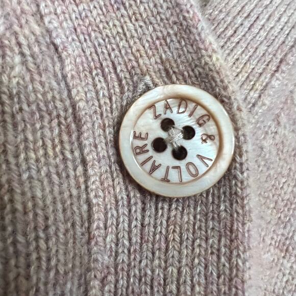 Zadig & Voltaire Mirka Stars Intarsia Blush Cashmere Cardigan Sweater Size XS - Picture 11 of 16